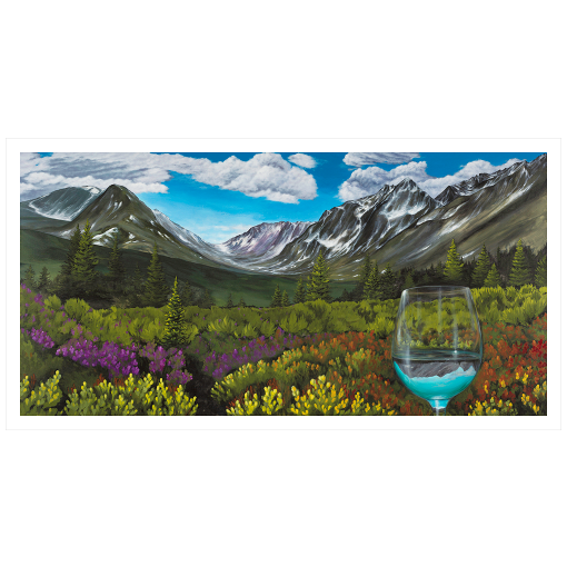 Alaska Mountain with Wine Glass