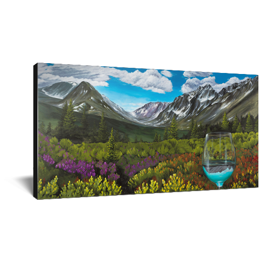 Alaska Mountain with Wine Glass