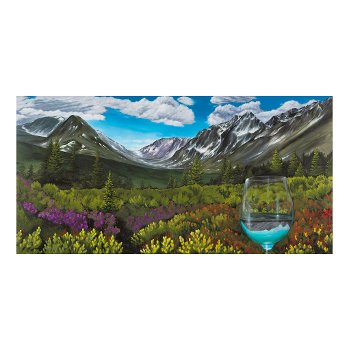 Alaska Mountain with Wine Glass