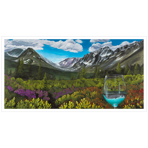 Alaska Mountain with Wine Glass